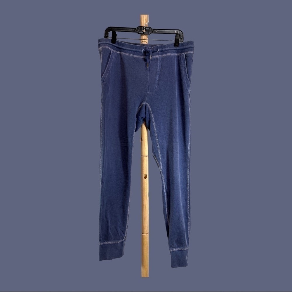 Express Men’s Faded Blue Jogger Pants with Drawstring Waist Tapered Cuff Legs M